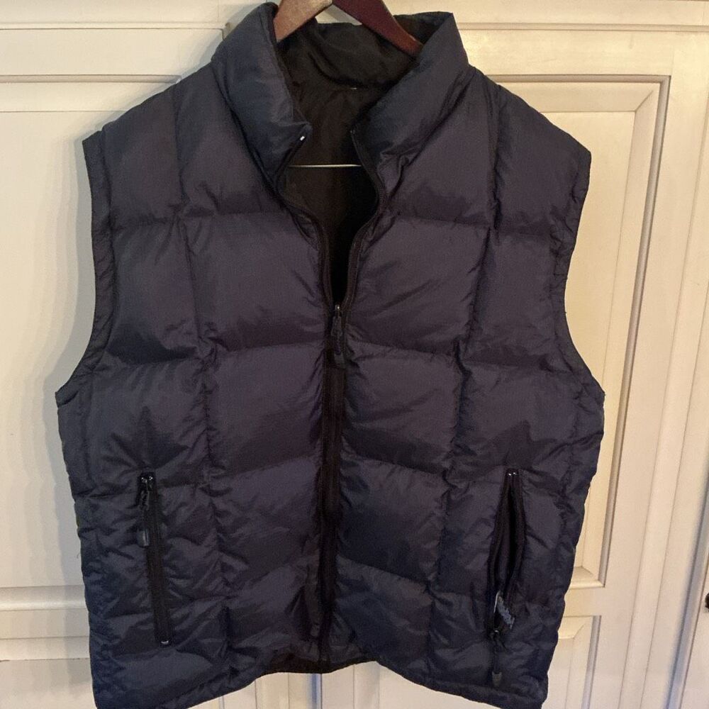 Gap Puffer Down Puffer Quilted Vest Sz L Navy Packable Zip Pockets